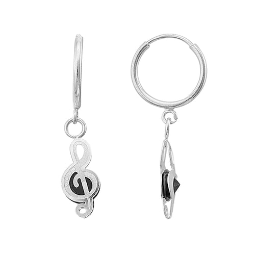 Arete tipo Coqueta con Diseño de Nota Musical en Plata .925 + Obsequio