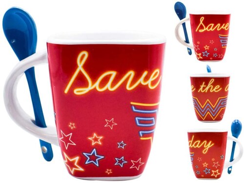 Taza Mujer Maravilla Para Café Con Cuchara Wonder Woman 