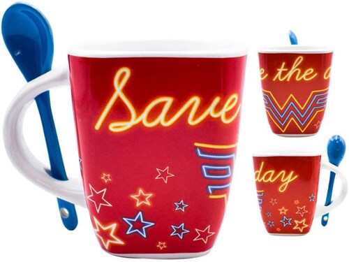 Taza Mujer Maravilla Para Café Con Cuchara Wonder Woman 