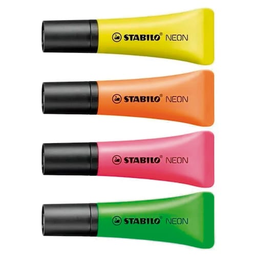 Marcatextos Stabilo Neon - Resaltador Stabilo Neon - 4 Pzas