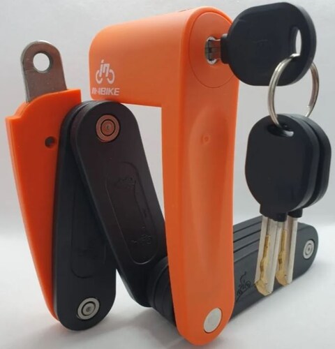 INBIKE Cadena y candado de Seguridad plegable antirrobo para bicicleta NARANJA