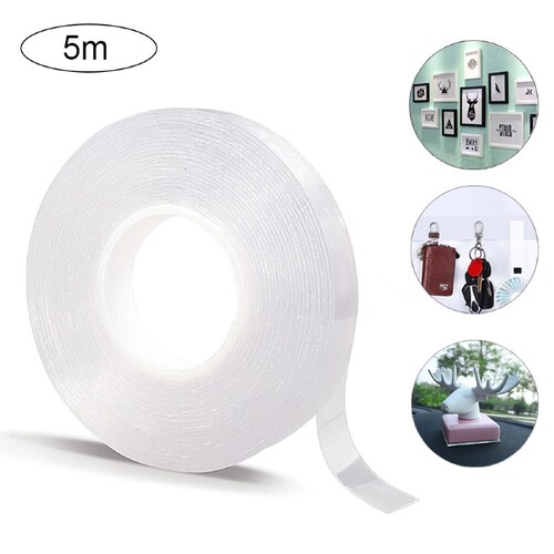 Cinta Adhesiva De Doble Cara Lavable Nano Gel 5m largo, 3cm Ancho