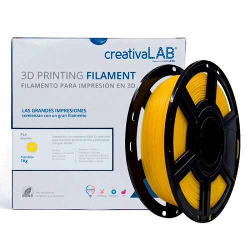 Filamento CreativaLab PLA 1.75mm 1 kg Amarillo
