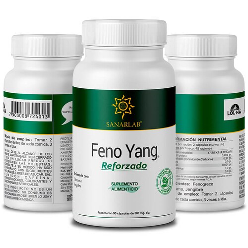 Feno Yang Reforzado Multivitaminico con fenogreco, curcuma y jengibre 90 capsulas Sanarlab