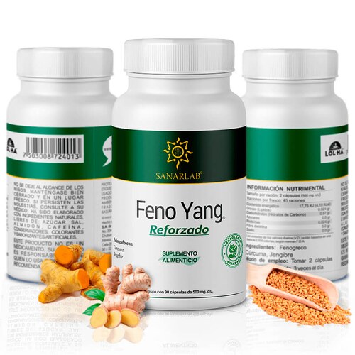 Feno Yang Reforzado Multivitaminico con fenogreco, curcuma y jengibre 90 capsulas Sanarlab