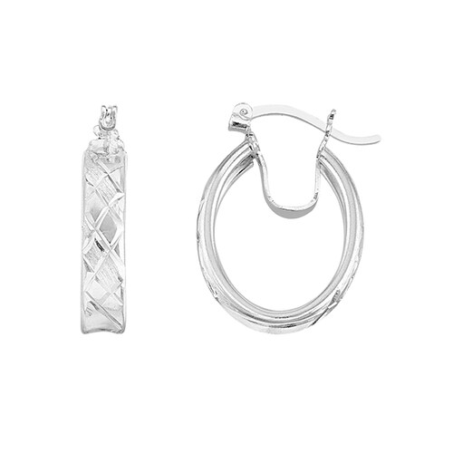 Arracadas Ovaladas Diamantadas Plata .925 + Obsequio