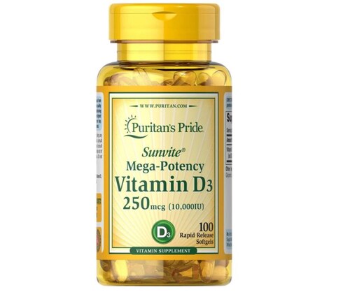 Vitamina D3 10,000 IU. Apoya al Sistema Inmunológico y el Estrés, Puritan´s Pride 