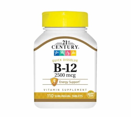 Vitamina B12 2500mcg. Promueve Energía y Sistema Nervioso Saludable, 21st CENTURY 