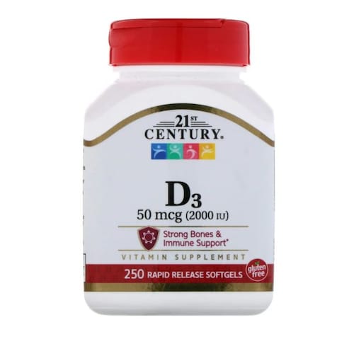 Vitamina D3, 2000 IU. Apoya la Salud Ósea y Cardiovascular, 21st CENTURY 