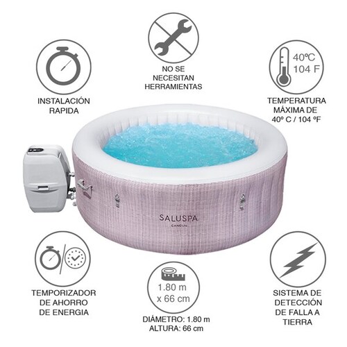 Jacuzzi Spa Inflable Con Hidromasaje Airjet Bestway 1.80 Mts