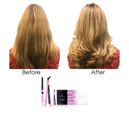 Full Set Plancha, Rizadora Y Plancha Mini Pink Stripe Royale
