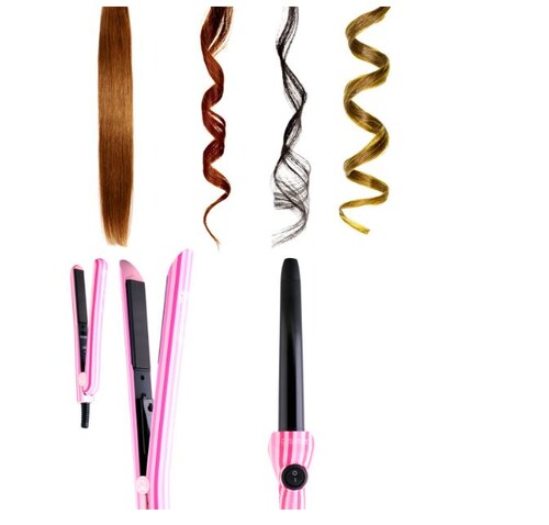 Full Set Plancha, Rizadora Y Plancha Mini Pink Stripe Royale