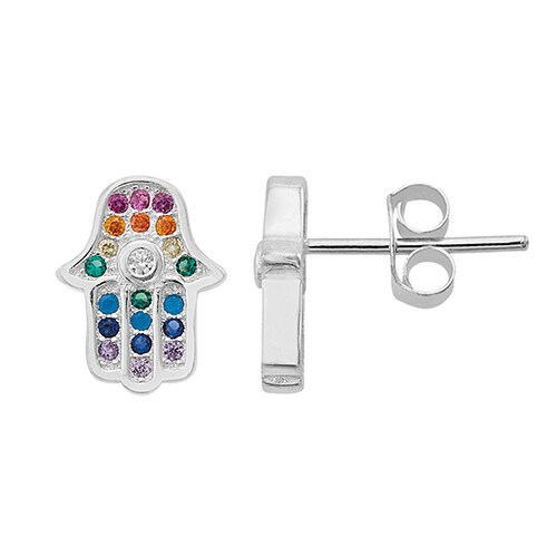 Broquel con Diseño Mano de Fátima Con Zirconias Plata .925 + Obsequio