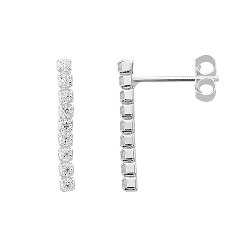 Aretes Diseño Tennis con Circonia en Plata .925 + Obsequio