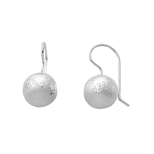 Arete con Bola Grande Grabado en Plata .925 + Obsequio