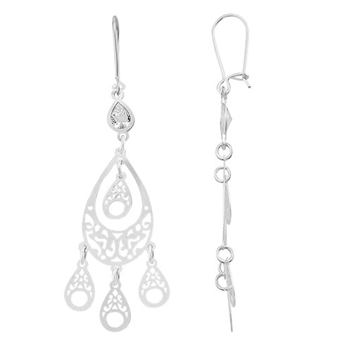 Arete con Diseño de Candelabro con Gota Colgante en Plata .925 + Obsequio