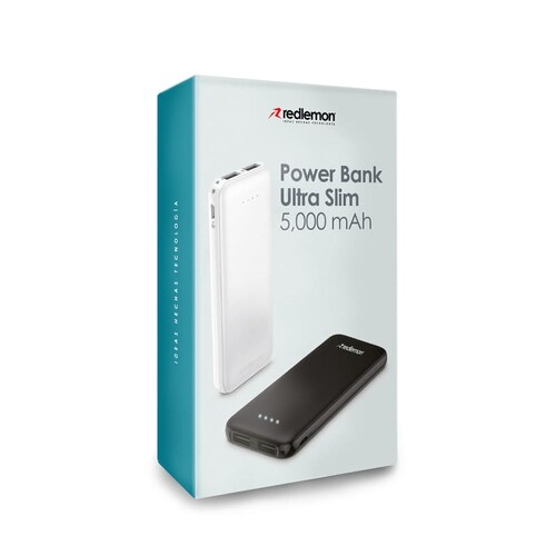 Power Bank 5000mah Batería Portátil Ultra Slim 2 Puertos USB Redlemon.