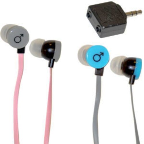 Juego de Audífonos para Él y Ella (En Gris y Rosa) con Adaptador de Audio Dual / Master / MS-SHAREC
