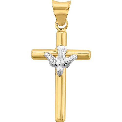 Cruz mini espíritu santo 10 kilates + Obsequio