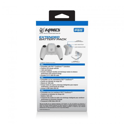 Paquete de bateria extendida para control PS5 DualSense KMD.