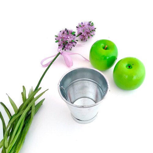 Mini cubeta  de aluminio galvanizado para comida, 1pz