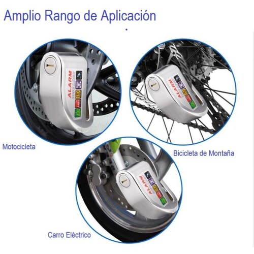 Candado Alarma Sonora Moto Bicicleta 110db Antirrobo Disco