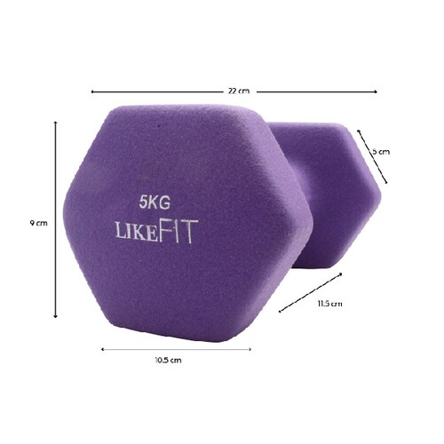 Par Mancuernas Pesa Neopreno 5 Kg Likefit Para Entrenamiento