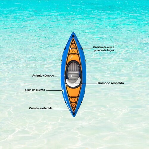 Kayak Lancha Inflable Azul Con Remo Y Bomba Hydro-force 2.75 M