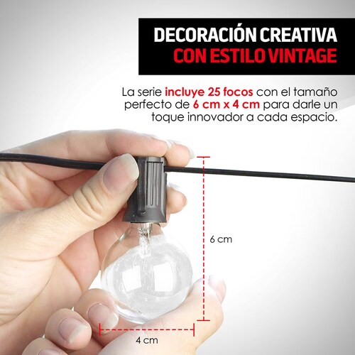Serie de 25 Focos Colgantes Vintage para Exteriores Redlemon