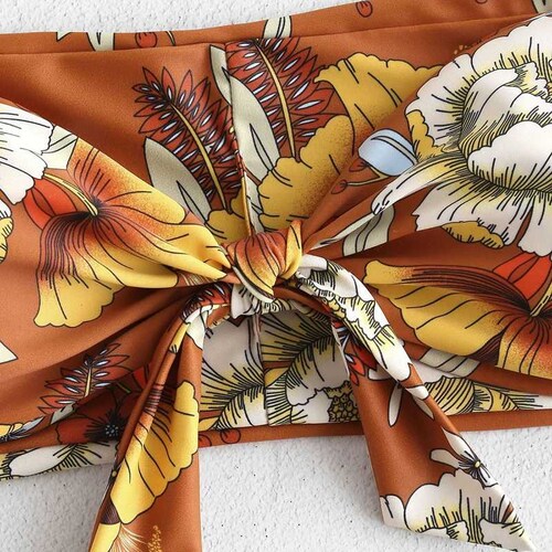  Sexy Bikini 2 Piezas Strapless Floreado Con Tanga Brasileña