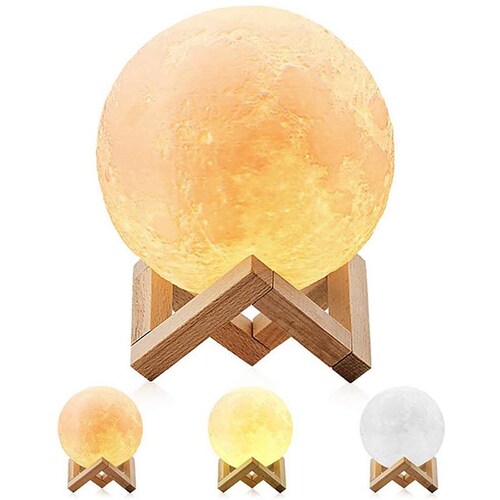 Lámpara Luna Led - 3 Colores De Iluminación - Recargable