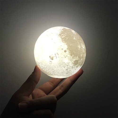 Lámpara Luna Led - 3 Colores De Iluminación - Recargable