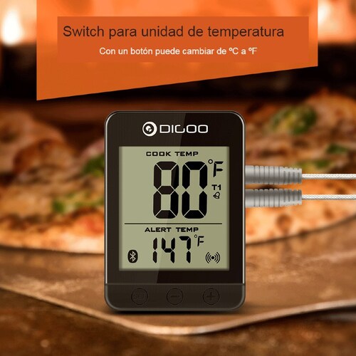 Termómetro De Cocina Digital Con Doble Sonda, Bluetooth