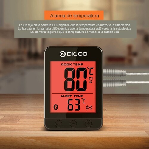 Termómetro De Cocina Digital Con Doble Sonda, Bluetooth