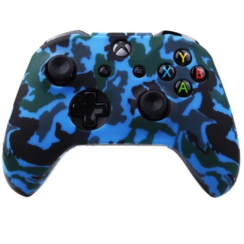 MandaLibre FUnda De Silicona Para Control Xbox One, S Y X + 8 Grips Profesionales (Azul Militar)