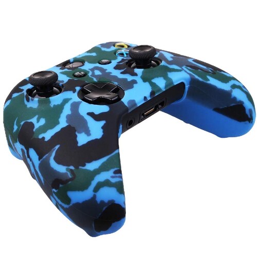 MandaLibre FUnda De Silicona Para Control Xbox One, S Y X + 8 Grips Profesionales (Azul Militar)