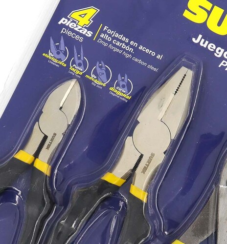 Juego De 4 Pinzas Electricista Surtek