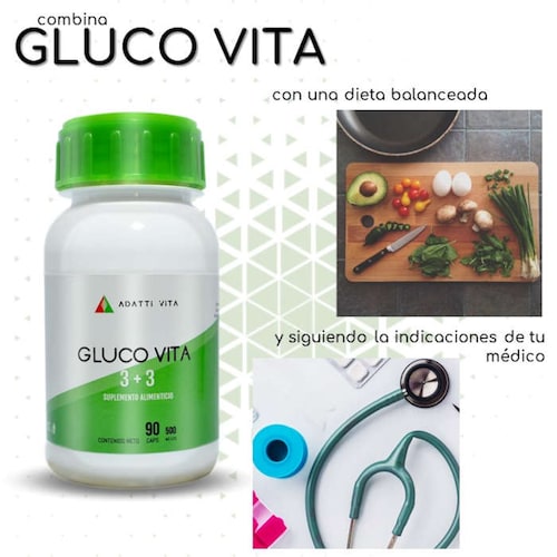GLUCO VITA 3 + 3 - Moringa - Wereque - Tronadora - Guarumo - Prodigiosa - Neem - Suplemento alimenticio para el control del azúcar en sangre