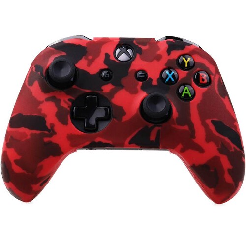 MandaLibre Funda De Silicona Para Control Xbox One, S Y X + 8 Grips Profesionales (Rojo Militar)