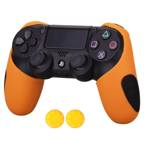 MandaLibre Funda Profesional con 2 Grips de Silicona para Controles DualShock 4 de Playstation 4 (Naranja)