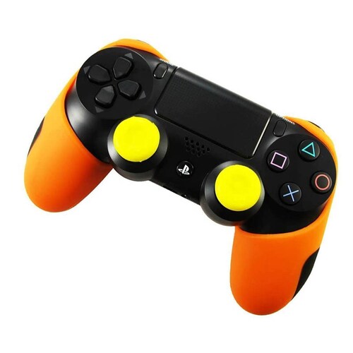 MandaLibre Funda Profesional con 2 Grips de Silicona para Controles DualShock 4 de Playstation 4 (Naranja)