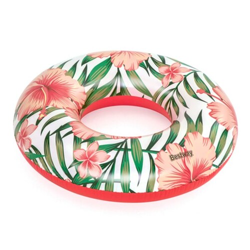 Inflable Salvavidas Dona Anillo Diseño Tropical Rosa