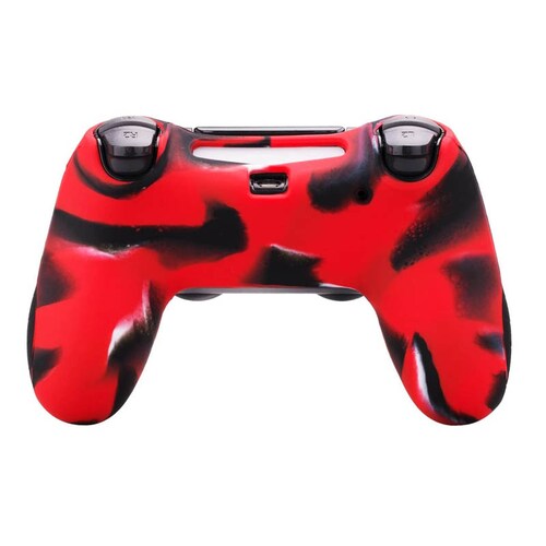 MandaLibre Funda Profesional con 2 Grips de Silicona para Controles DualShock 4 de Playstation 4 (Rojo Camuflaje)