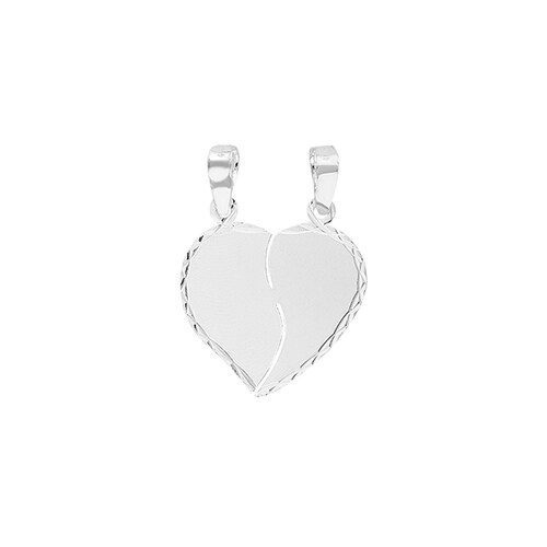 Dije Corazón Partido Liso en Plata .925