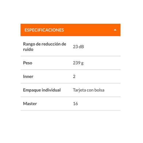 OREJERA PLEGABLE TAPONES AUDITIVOS OIDO PARA ANULAR EL RUIDO SEGURIDAD INDUSTRIAL TRUPER