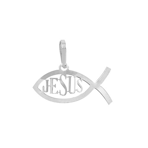 Dije de Pez con Letras en el centro JESÚS en Plata .925
