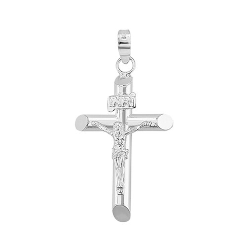 Dije de Cristo en Tubo Liso en Plata .925 + Obsequio