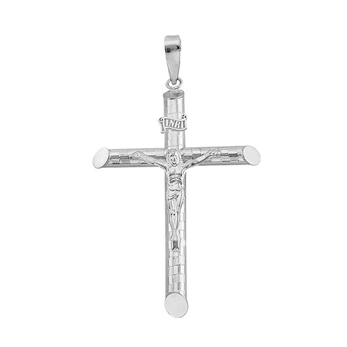 Dije de Cristo con Tubo Ancho Grande en Plata .925
