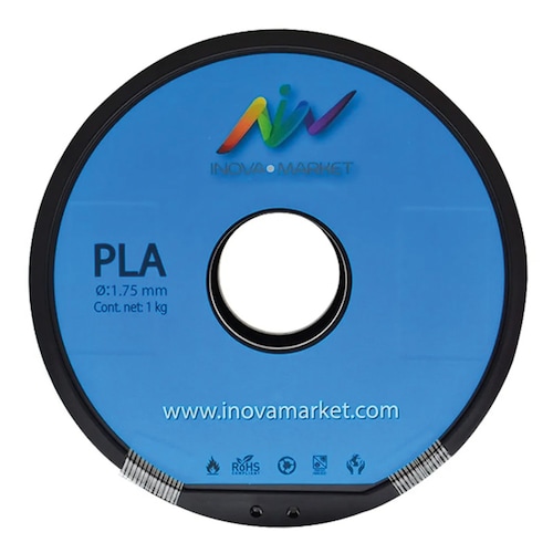 Filamento PLA 1.75 mm Gris Silver InovaMarket de 1 Kg Incluye Factura