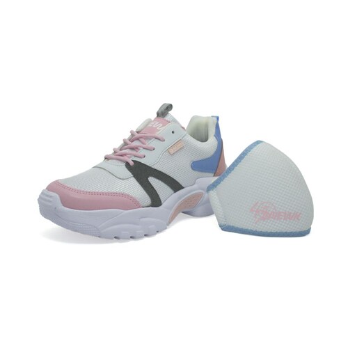 Tenis Newk Mujer Línea Litia Sneakers Color Blanco Azul Rosa